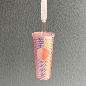 LAST ONE... One Starbucks Coral Pink Studded Keychain ornament